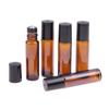 10Ml Empty Amber Glass Roll On Bottles Perfume Essential Oils Metal Roller Ball