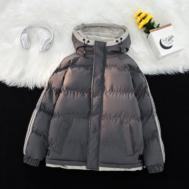 Cotton Clothes Men's New Winter Loose Cotton Jacket Striped Thickened Cotton Clothes Bread Clothes Jacket Men