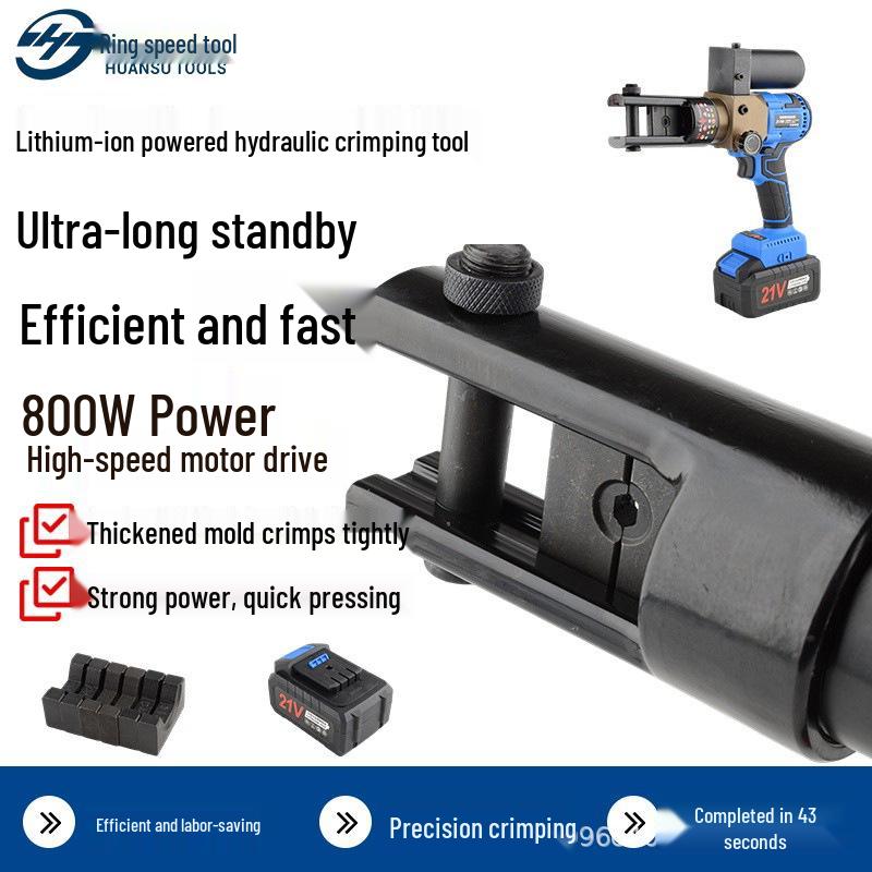 Portable Lithium Battery Electric Hydraulic Crimper for Copper/Aluminum Terminals, 10-400 Crimping Tool.