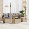 6-piece Garden Sofa Set with Beige Poly Rattan Cushions, 2-seater Garden Sofa with Storage and Cushions 3361079