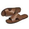 Fashion Fashion Men Soft Bottom Sandals Solid Color Open Toe Genuine Leather Walking Sandals 2025 New Beach Breathable Antiskid Slippers