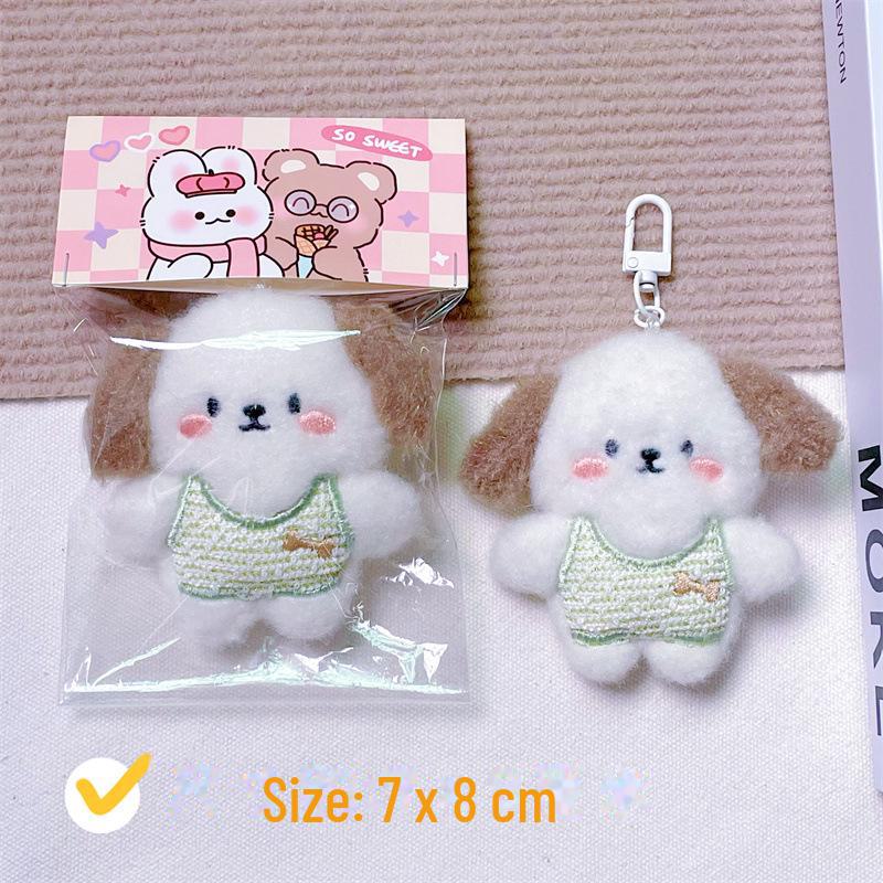 Брелок-подвеска в виде плюшевого мультяшного щенка с пищащим звуком, костью, креативной брошью и аксессуарами для волос