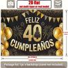 Happy 40th Birthday, 1pc Polyester Party Backdrop Banner, Photo Booth Background, Wall Decor