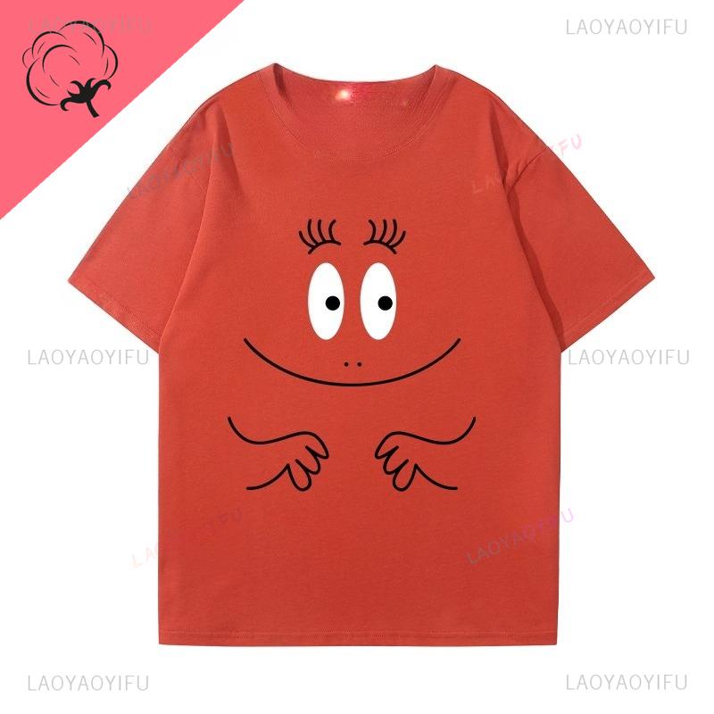 Ropa De Mujer Barbapapa Camiseta Best Seller Cartoon Kawaii Y2k Clothes Children Soft Cotton Oneck Short Sleeve Graphic Tee