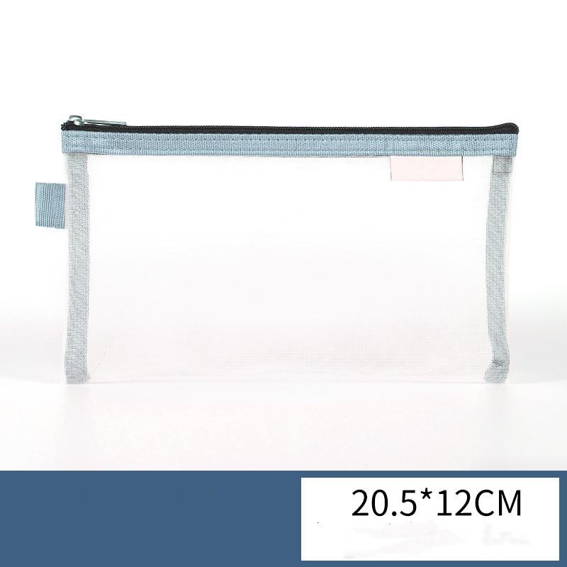 Large Capacity Simple Color Pencil Case Student Exam Series Hand Account Net Yarn Transparent Stationery Storage Supplies Bag