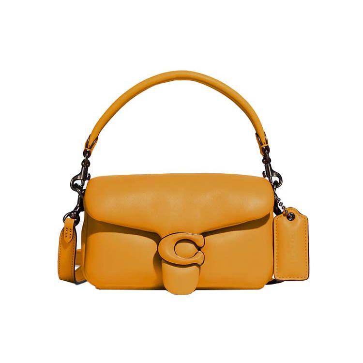 Coach Подушка Табби 18 Логотип Кожаная Сумка-Облако Наплечная Сумка-Кроссбоди Маленькие Женские сумки Макарон-Оранжевый C3880-V5BUT