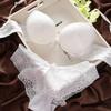 2 PCS Women Lace Bra Set Cotton Embroidery Underwear Push Up Bra and Briefs