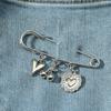 1Pc Korean Chic Silver Heart Cherry Charm Decorative Pins for Denim Jacket Suit Cute Fashionable Clothes Accessories for Women