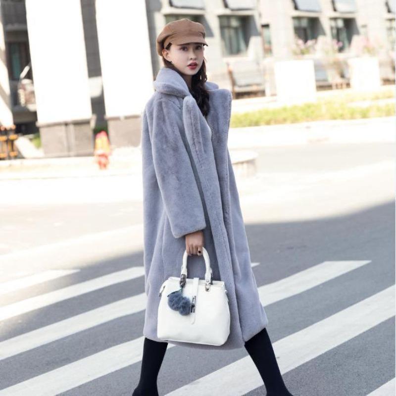 Imitation Mink Coat Women's Medium and Long Autumn and Winter Imitation Mink Velvet Jacket Women's Large Size Thickened Jacket Loose Suit Collar