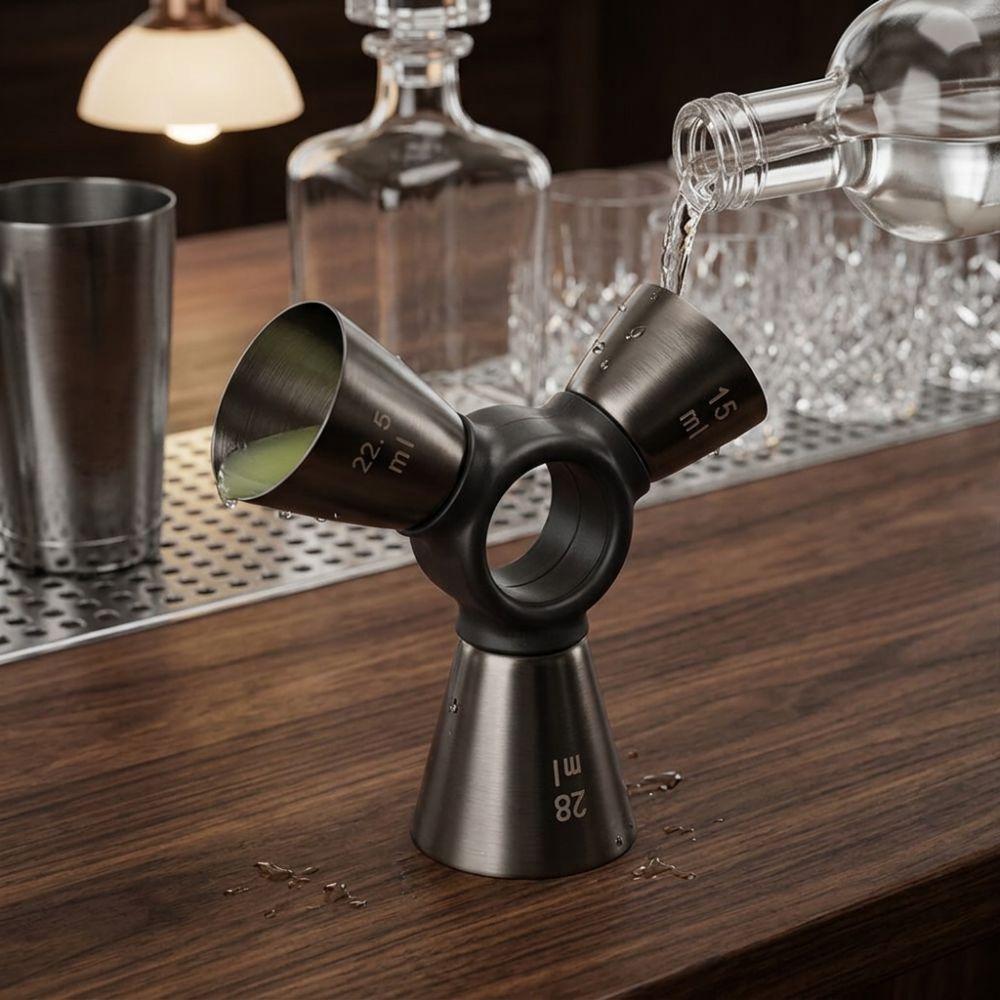 304 Stainless Steel Wine Measuring Device Ergonomic Design Triple Jigger Bar