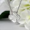 Clover Necklace K18 Pearl White Gold 18K Quatrefoil Gift Engraved Women's (A. White)