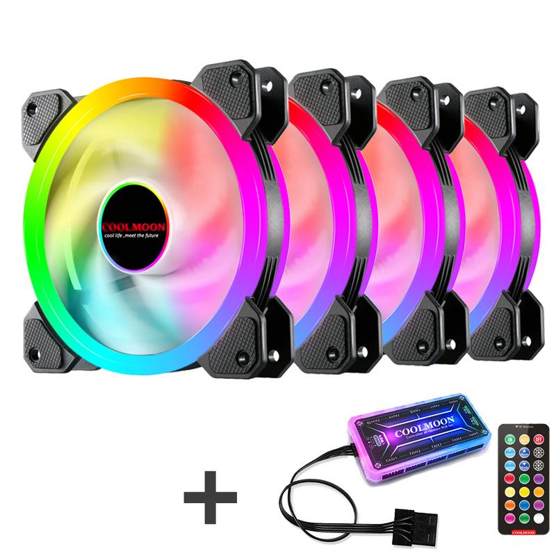 COOLMOON Radiance RGB 12см Светодиодный вентилятор охлаждения с двойным отверстием для настольных компьютеров