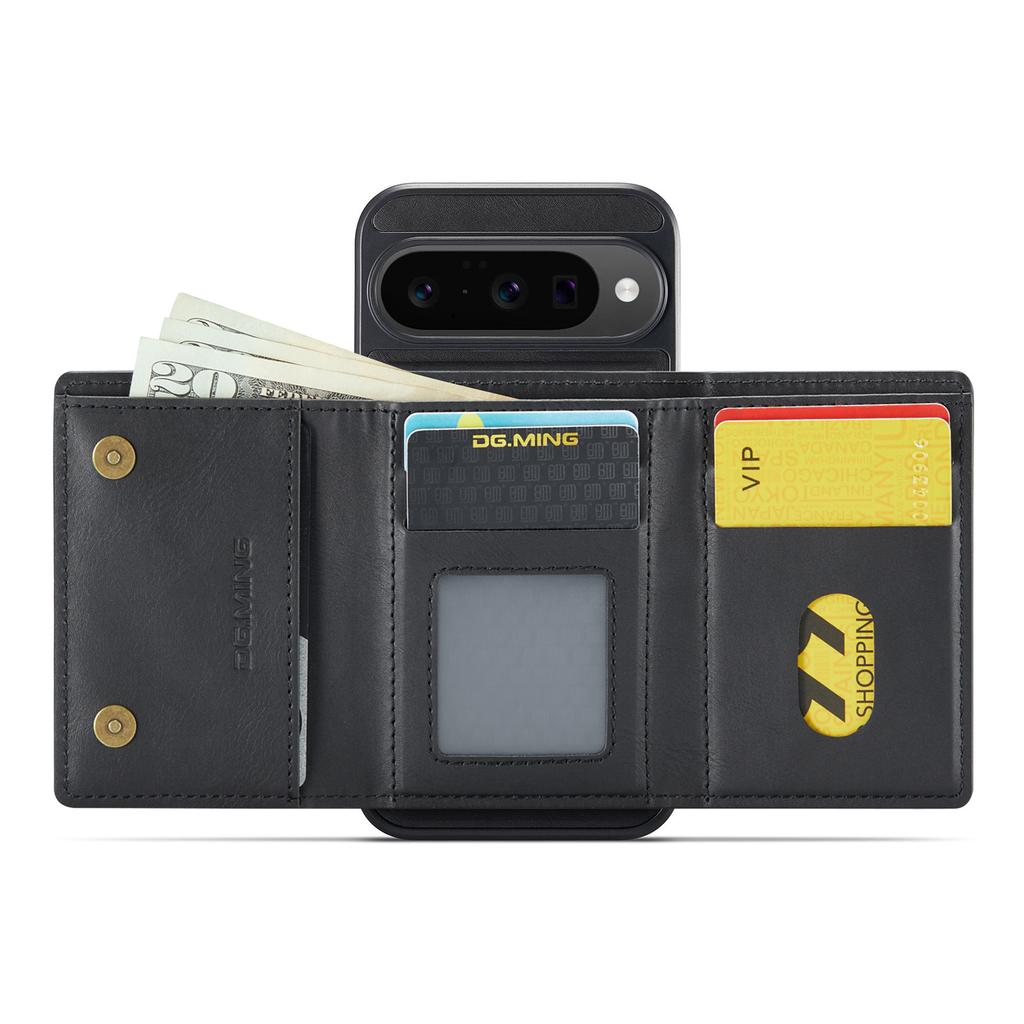 DG.MING M6 Series For Google Pixel 10/10 Pro Case Magnetic Wallet PU + PC + TPU Phone Cover