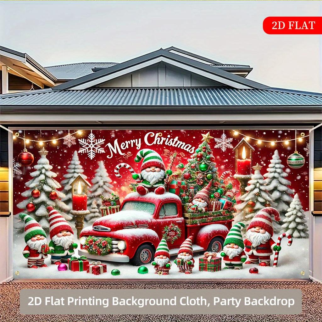 1 piece, Christmas party decoration banner - vintage red truck with gifts, Merry Christmas text
