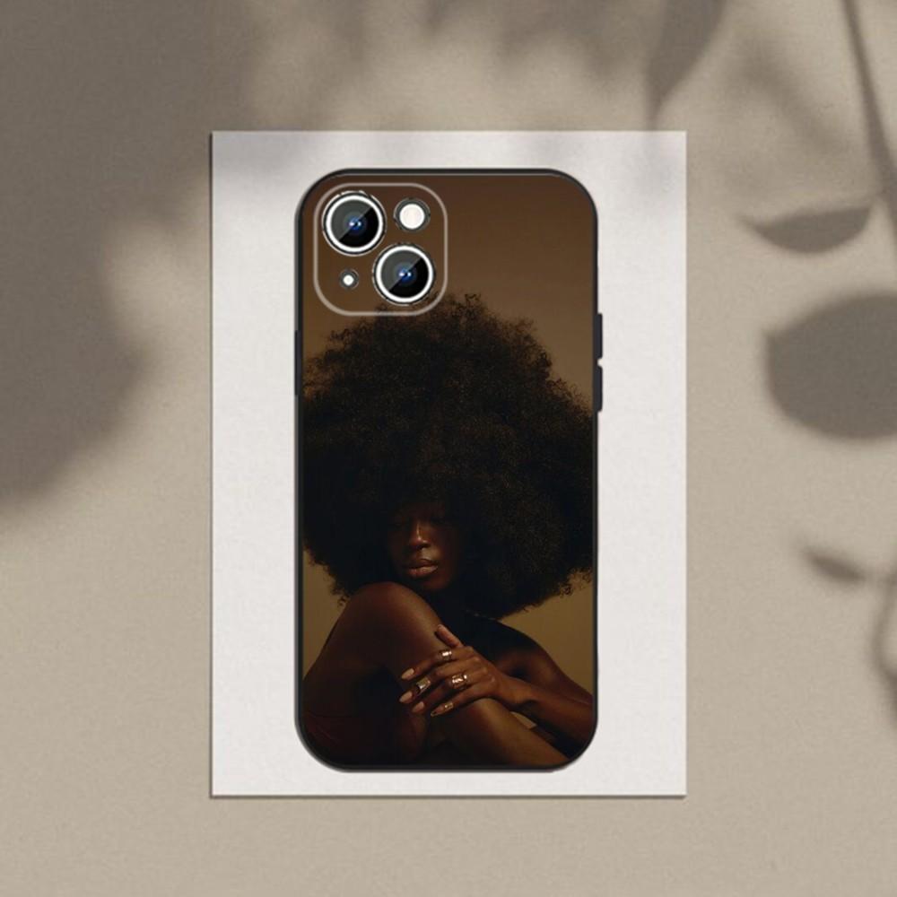Afro Girls Art Phone Case Phone Case For Apple iPhone 15,14,13,12,11,XS,XR,X,8,7,Pro,Max,Plus,mini Silicone Black Cover