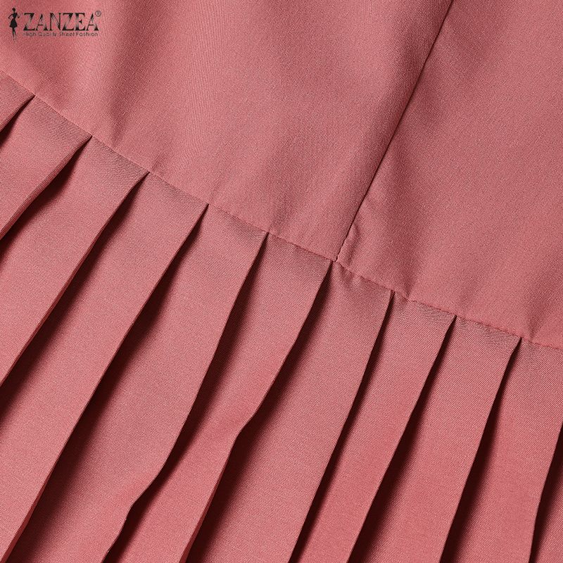 Summer Splice Zanzea Collar Women Casual Short Sleeve Dress
