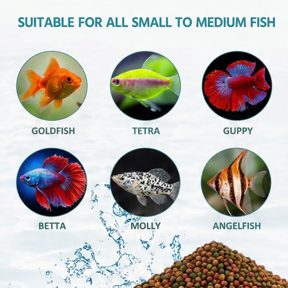 Premium Aquarium Fish Food 150g Micro Pellets 0.5-1.5mm for Tropical Fish Guppy Tetra Clear Water Zero Dust Nutrition Diet