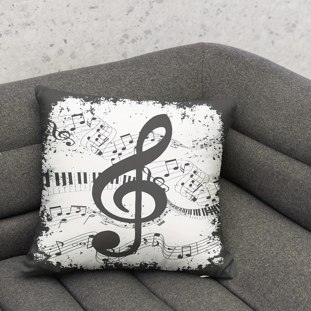 Piece Music Note Print Cushion Cover SingleSided Zipper Style Removable Washable Universal Pillowcase for Sofa Bedroom