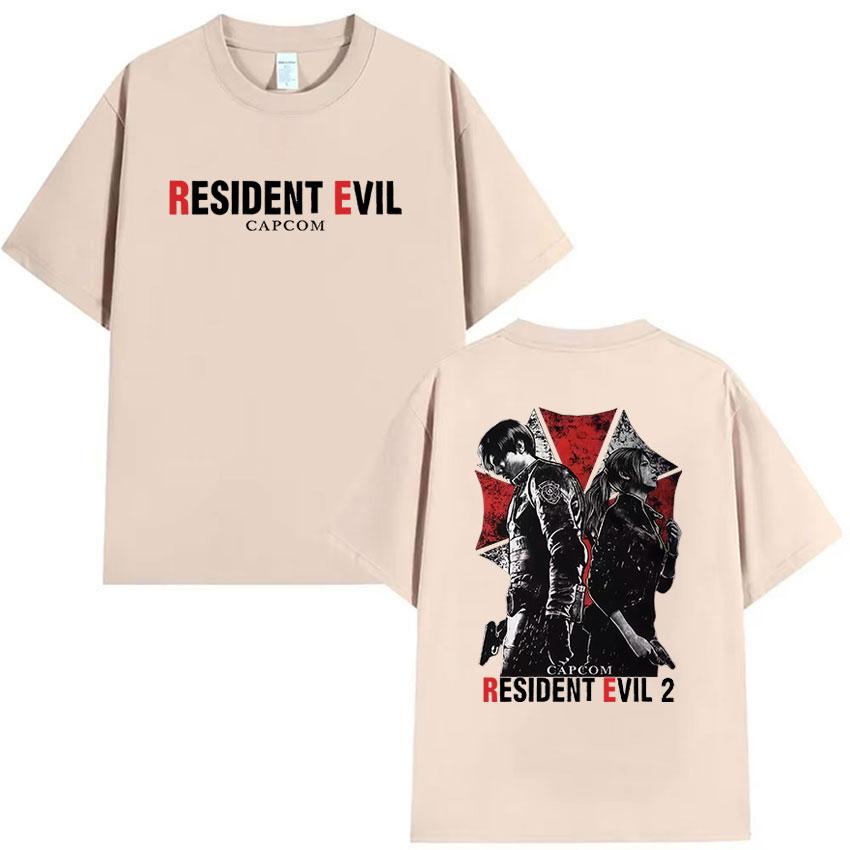 Горячая Игра Леон Кеннеди Resident Evil Графическая Футболка Мужская Летняя Готическая С Коротким Рукавом Футболки Мужчина 100% Хлопок Футболка Уличная Одежда