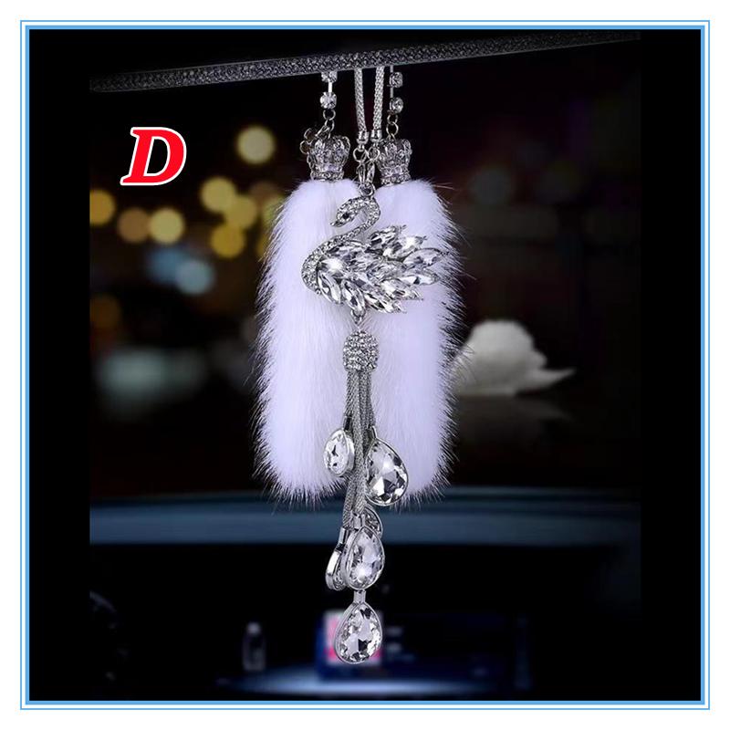 Роскошный кулон для украшения автомобиля со стразами, 3 цвета, кристалл, бриллиант, лебедь, зеркало заднего вида, подвесные автомобильные аксессуары для женщин и девочек