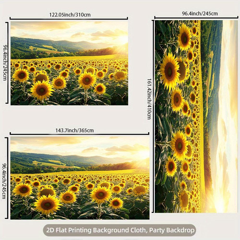 2D flat item 1 piece - Pattern of sunflower field scene at sunset time