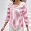 Ladies Spring Summer Half Sleeve All Match Pullover Striped Blouse Shirt Top