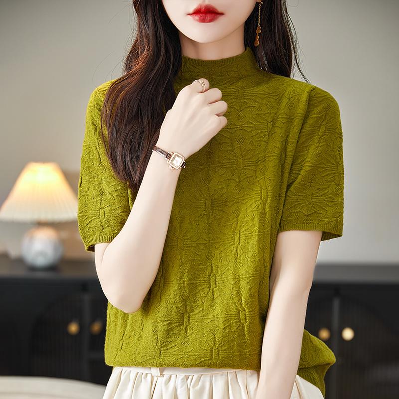 Women Knit T-shirt MODERN NEW SAGA Summer Knitted Shirt Short Sleeve Tees Spring Pullover Knit Tops