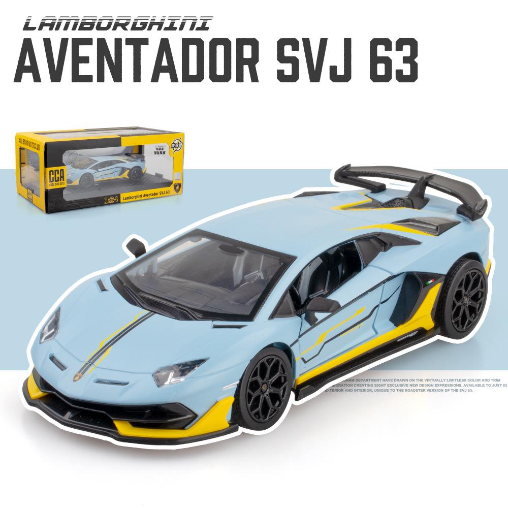 1:24-масштабная миниатюрная модель суперкара Aventador SVJ63 из сплава, откидной автомобиль со звуком и светом для детей и взрослых, коллекция подарков