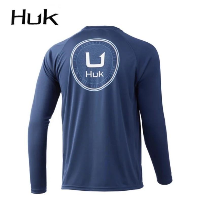 HUK Одежда для рыбалки Luya Футболка с длинным рукавом и круглым вырезом Мужская Защита от солнца Быстросохнущая Дышащая