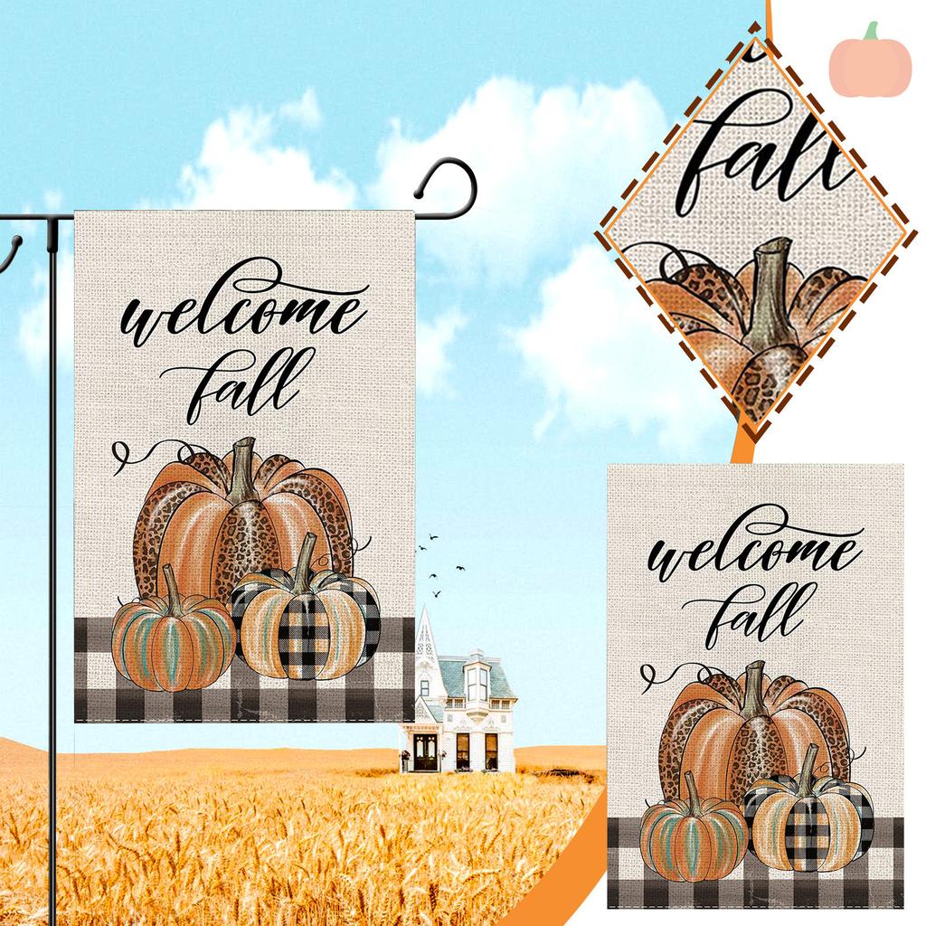 Fall Garden Flag Watercolor Vertical Outdoor Decoration 12.5 X 18 Inch