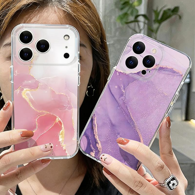 Golden Marble Pattern Phone Case For iPhone 17 Pro Max Coque iPhone 16 15 14 13 Pro Max 11 Clear TPU Silicone Soft Cover