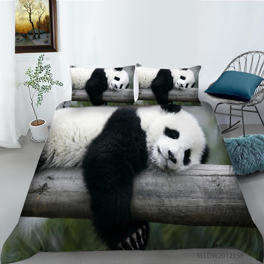 3D Panda Series Bedding Set Animal Theme Series Quilt Cover Pillow Case 2 or 3 Pieces of Microfiber Fabric AU Extra Large Home Decoration