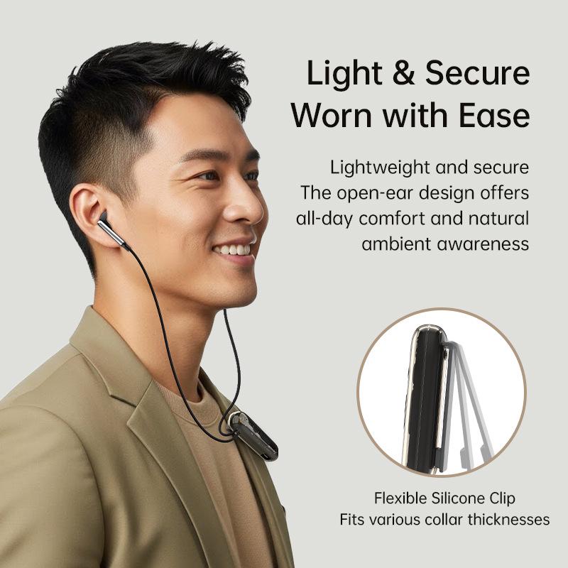 FT-10 Bluetooth Earphones: Hearing Aid & Sound Amplifier for Elderly, Clip-on Sport Design