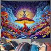 Yeoiat Meditating Alien Mushroom Tapestry Fantastic Wonderland Wall Hanging Aesthetic Decor for Bedroom Dorm Living Room, 60x44 Inch