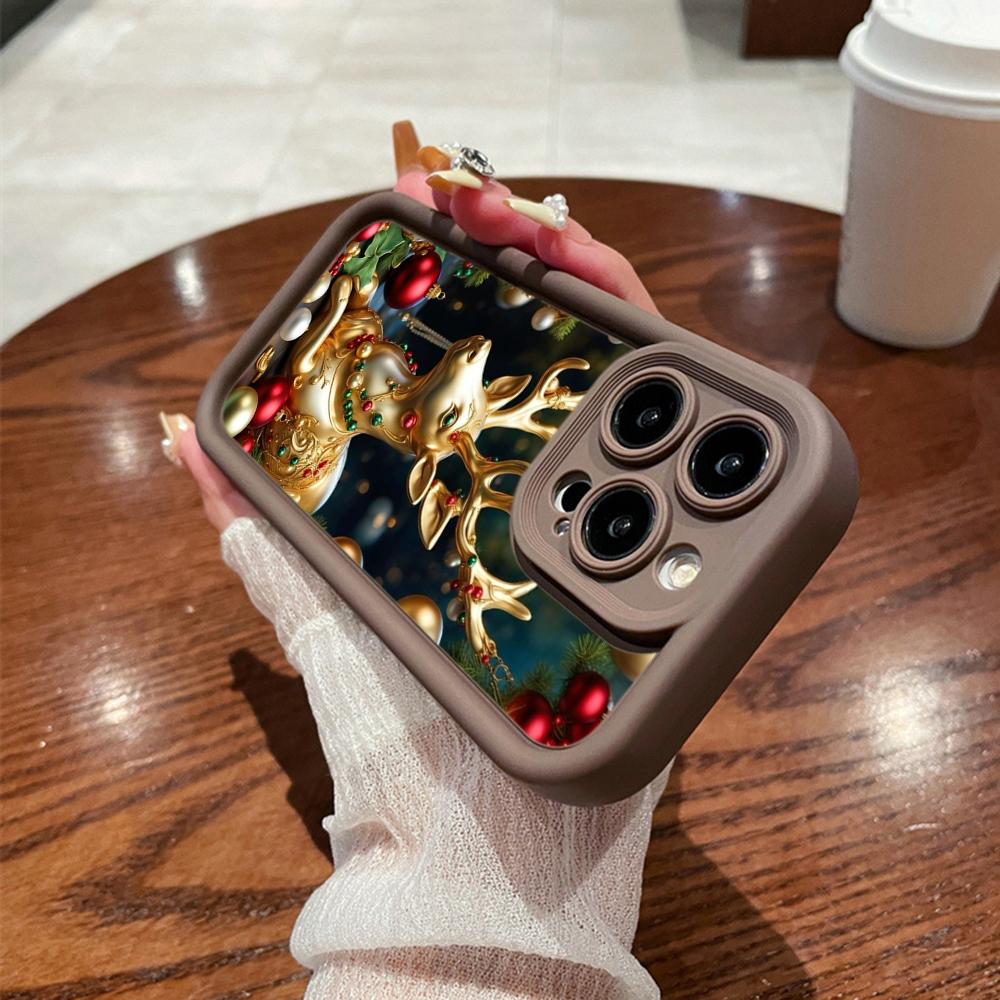 N105 рождественские и новогодние арт-мягкие чехлы для телефонов Angel Eyes для iPhone 16 15 14 13 11 Pro Max 8 7 6s Plus 12 mini XR XS Max SE противоударный чехол