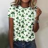 Летняя повседневная футболка с короткими рукавами и круглым вырезом с принтом Clover 3D для женщин