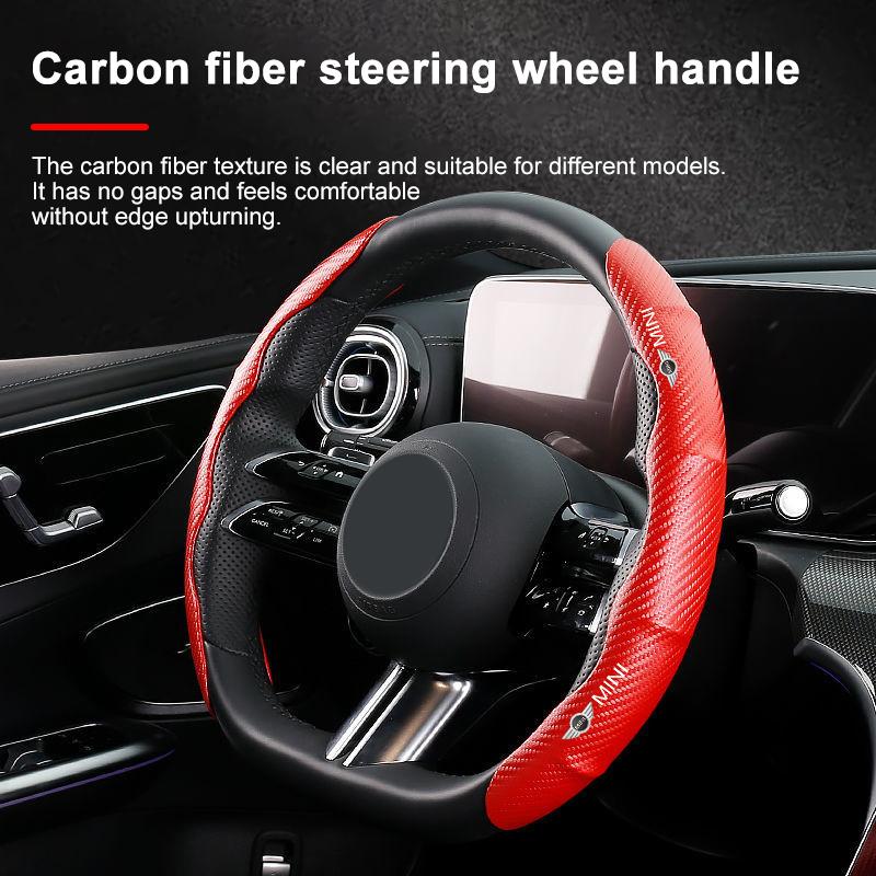 2pcs Carbon Fiber Non-Slip Steering Wheel Cover Car Accessories For BMW Mini Cooper F54 F55 F56 R56 R60 SONE Roadster Clubman Coupe