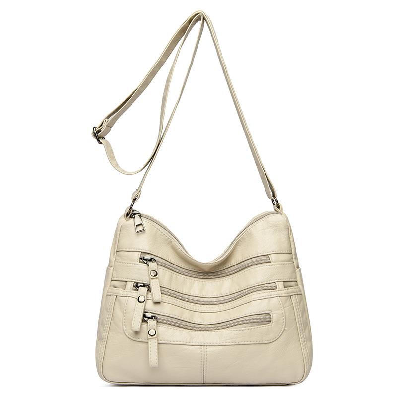 Women's Soft Leather Large Capacity Shoulder Bag Crossbody Bag for Middle-Aged Mother Bag