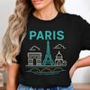 Футболка с Эйфелевой башней: Футболка с арт-рисунком города Paris, Франция, Футболки для путешествий, Модный топ, Подарок для мужчин и женщин