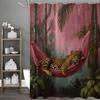 Занавеска для душа Cougar с деревьями и растениями, розовая основа и подвесная корзина, декоративная занавеска для ванной комнаты, водонепроницаемая занавеска для душа