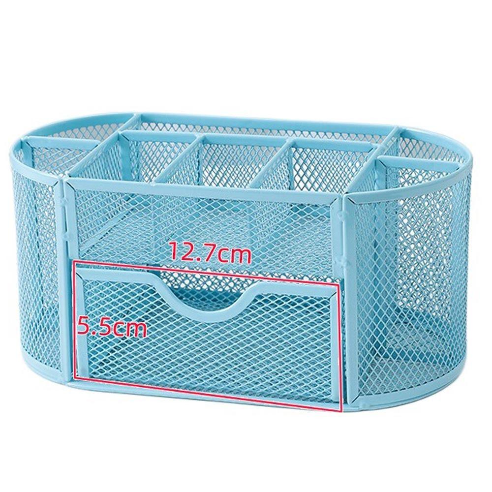 Высокое Качество С Ящиком Коробка для Хранения Настольный Органайзер Контейнер для Канцелярских Принадлежностей Металлическая Сетка Подставка для Ручек