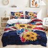 Трехпредметный красно-синий комплект постельного белья с одеялом «Подсолнух» и флагом со звездами