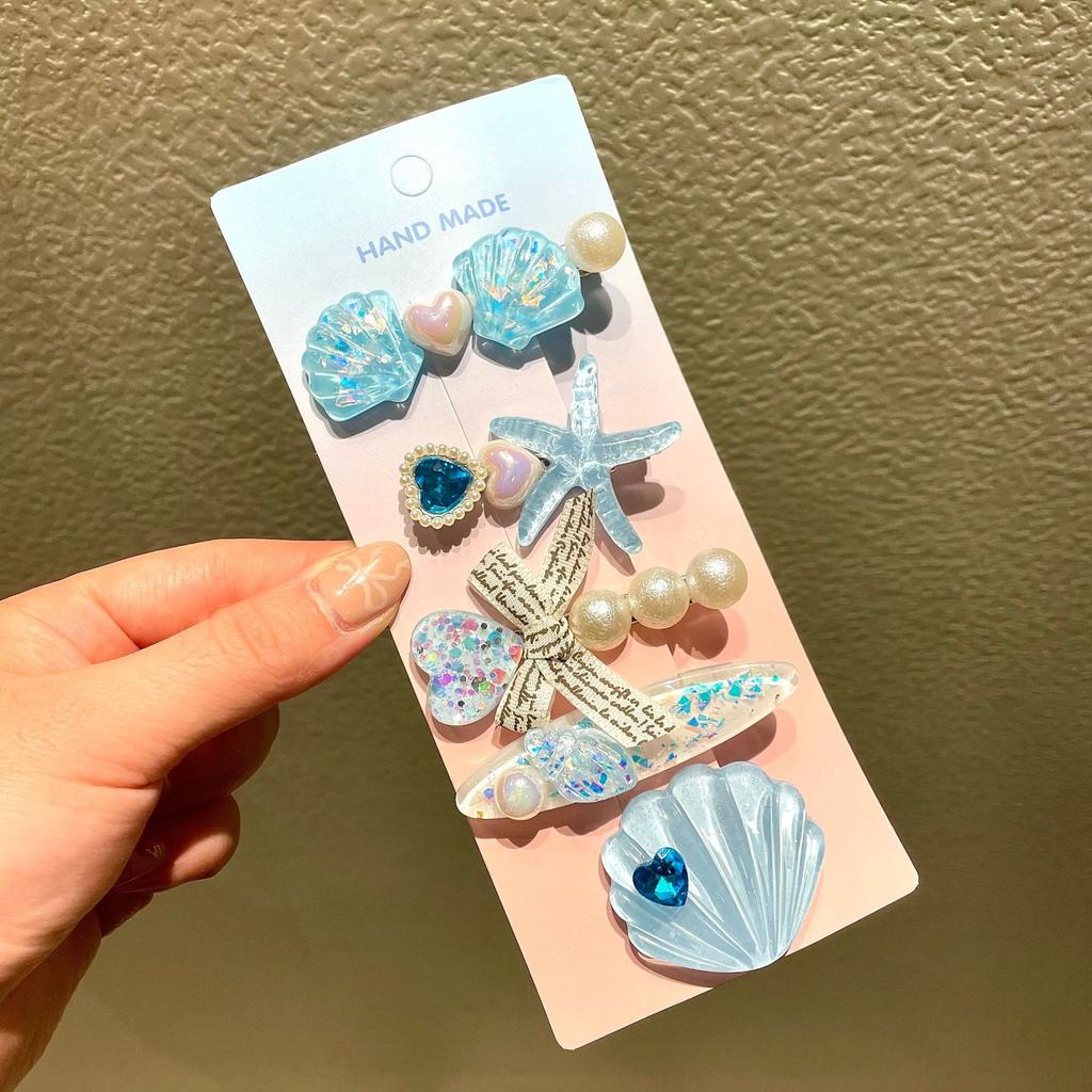 5pcs Ocean Series Shell Starfish Hair Clips Pearl Princess Headdress Hair Accessories