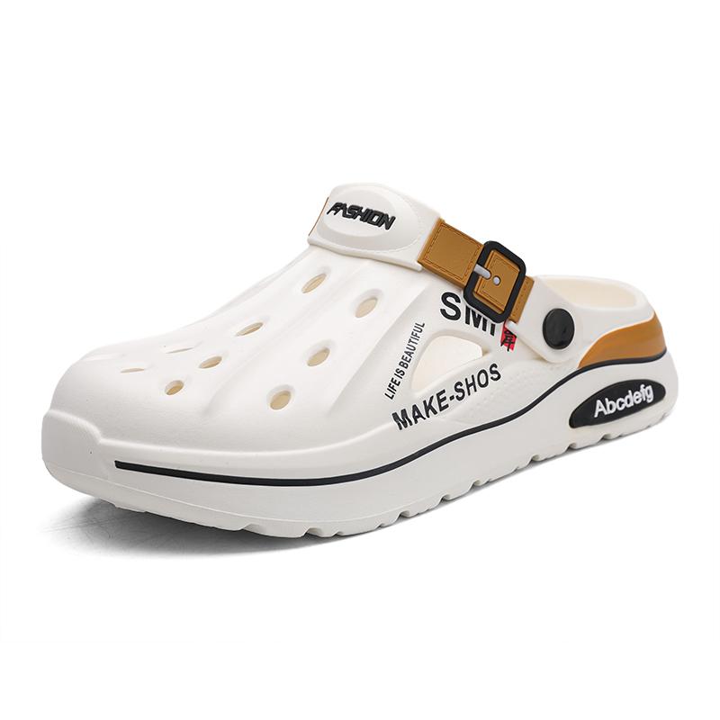 Fashion 2025 Summer Slippers Men Clogs Non-slip Thick-soled Casual Shoes Outerwear Beach Soft-soled Baotou Slippers Men's Sandals