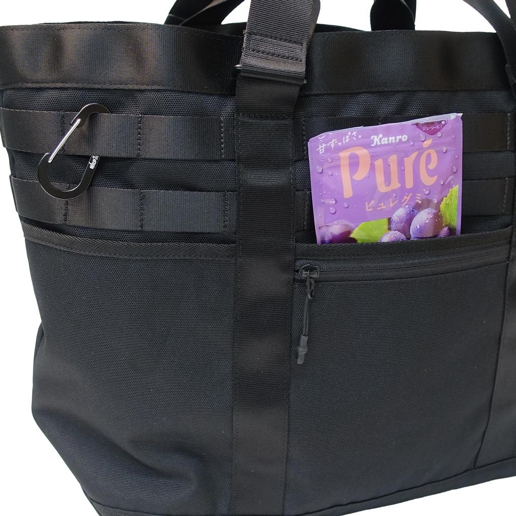 Сумка-тоут большой емкости формата А4 для хранения Cordura Plain Simple с карабином в комплекте, черная [Wild Things] WT-380-3411 Мужская