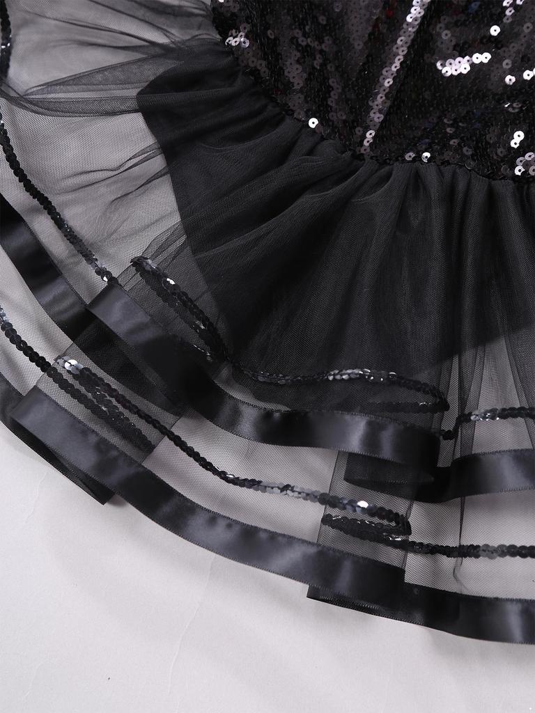 Гимнастическое платье для девочек, блестящие платья для балета и танцев, юбка с открытой спиной, костюм балерины