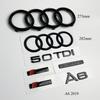 For Audi 4Ring Logo ABS Black Car Hood Front Grill Emblem Rear Trunk Badge A6 Quattro Sline 50TDI  Emblem Car Accessories