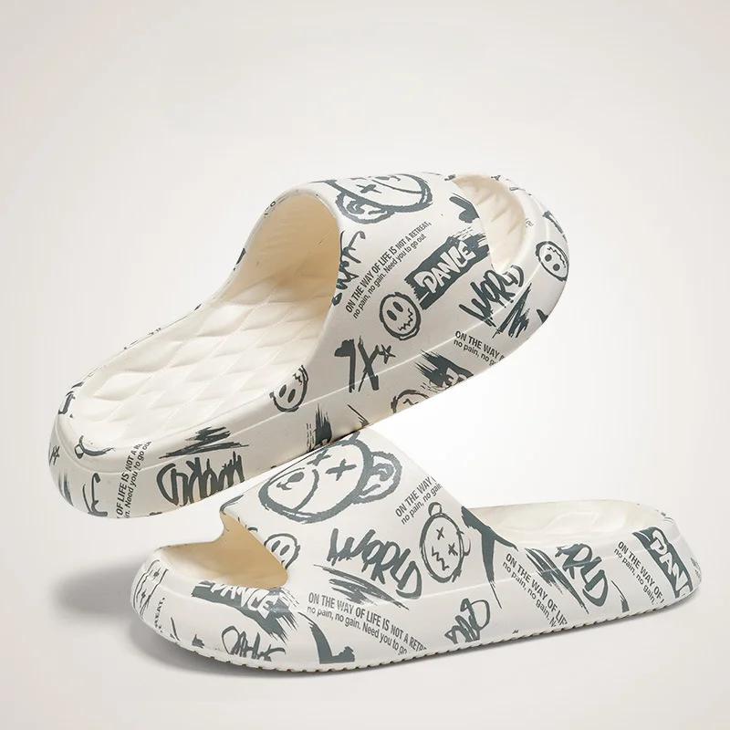 Fashion Men Flip-flops Summer Slippers Printing Sandals Trend Anti Slip Shoes EVA Slippers Fashion Women Massage Beach Footwear Chanclas