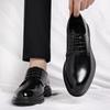Вэньчжоу мужские кожаные туфли 2025 осень новые в британском стиле корейская версия обувь на высокой подошве для работы и офиса увеличивающие рост 8 см мужские туфли