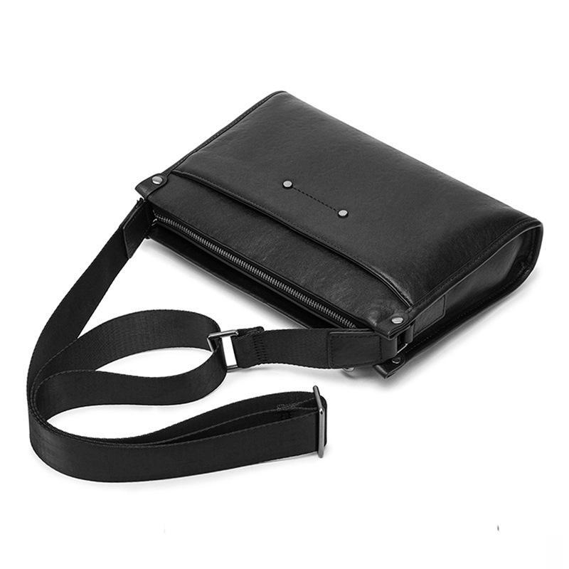 Men's Genuine Leather Trendy Waterproof Shoulder Bag - Large Capacity and Casual Style